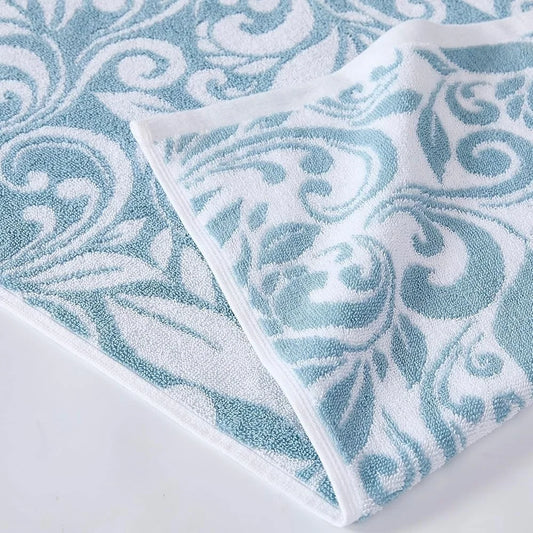 6-Pc Reversible Yarn Dyed Jacquard Trefoil Filigree Bath Set