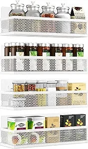 4 Pack Pantry Door Organizer/Hanging Storage Baskets w/Wall Mount