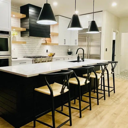 Black Stained Wishbone Counter Stool