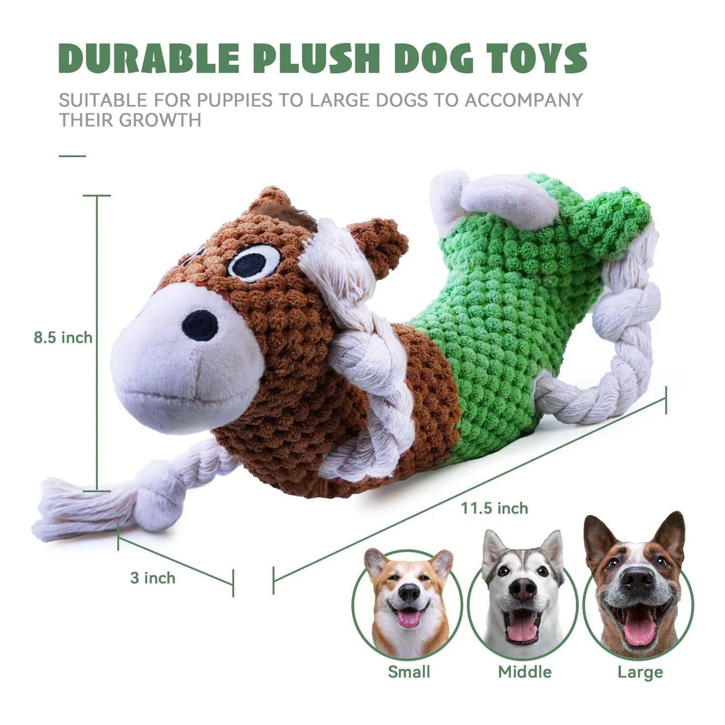 Double Headed Squeaky Dog Toy