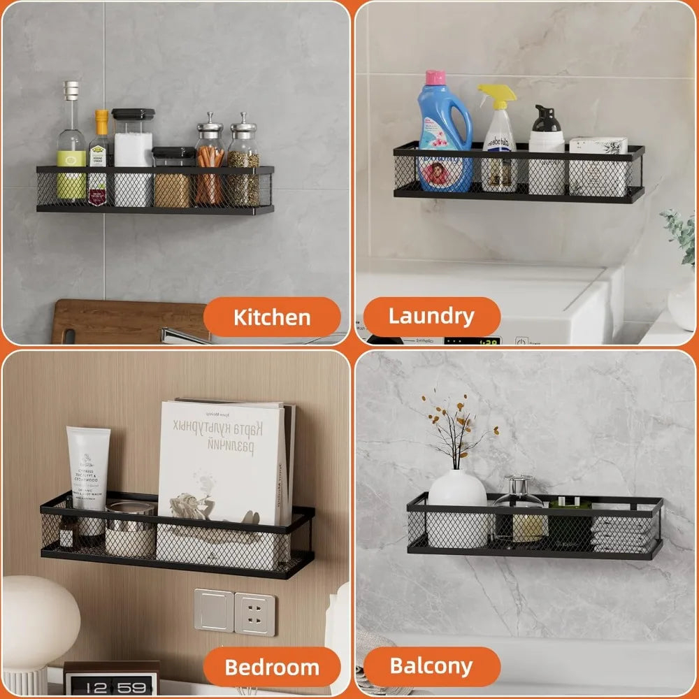 4 Pack Pantry Door Organizer/Hanging Storage Baskets w/Wall Mount