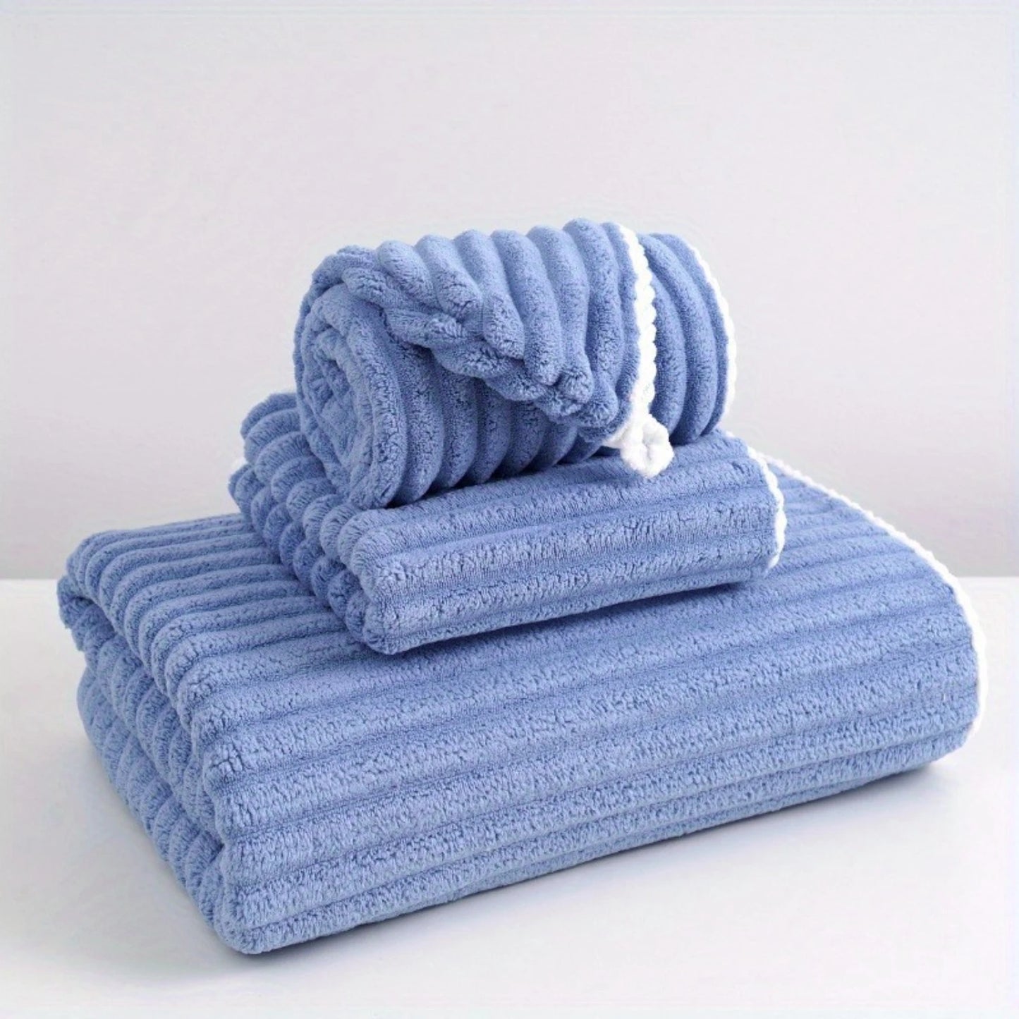3-pc Coral Velvet Bath Towel Set