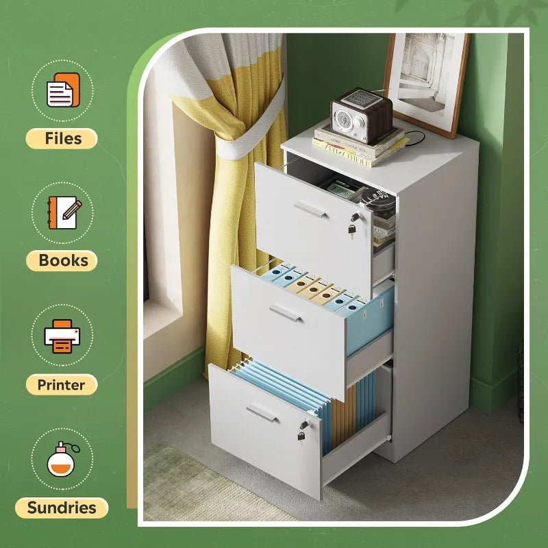 3 Drawer Vertical Lockable Filing Cabinet