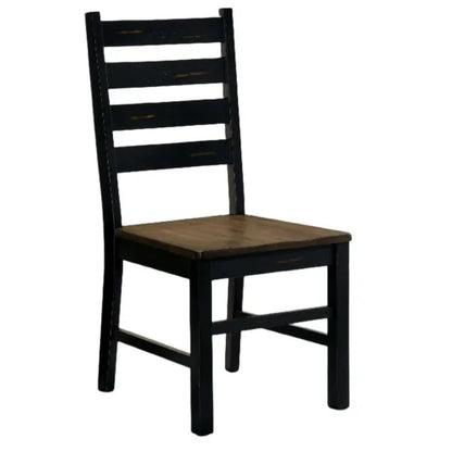 2-Black & Dark Oak Wooden Seats w/Ladder Backs