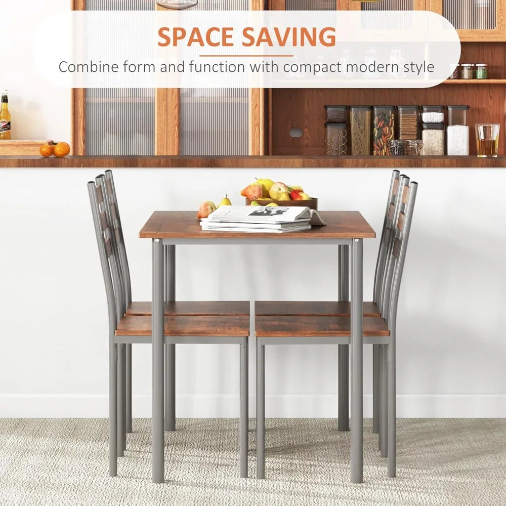 Modern Rectangular Dining Table w/4 Chairs