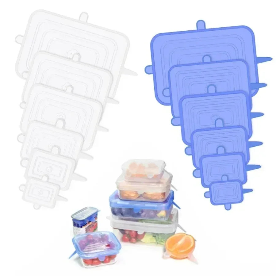 6-Pc  Square Reusable Stretch Lids