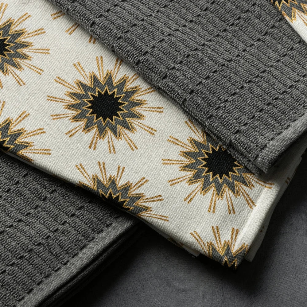 5-Pk Kitchen Towels Starburst Design