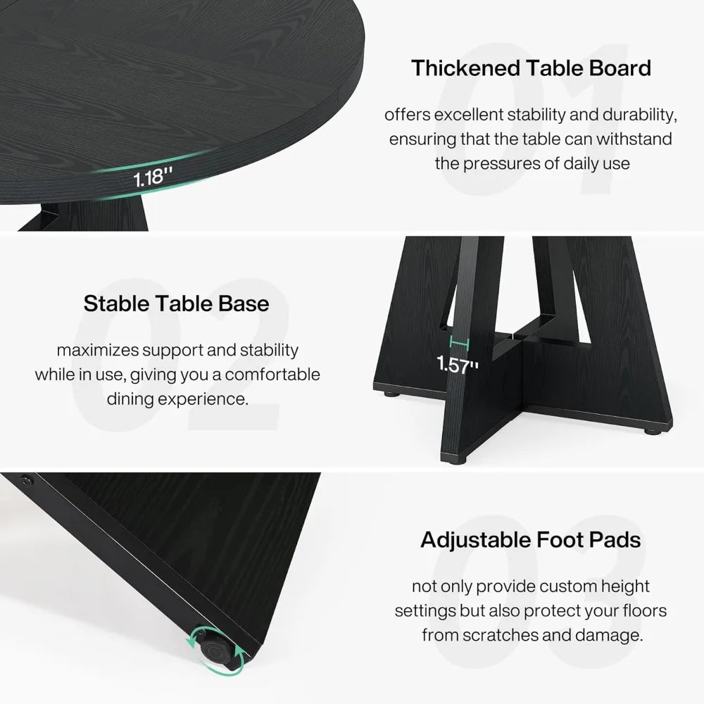 Farmhouse Round Dining Table Seats 4