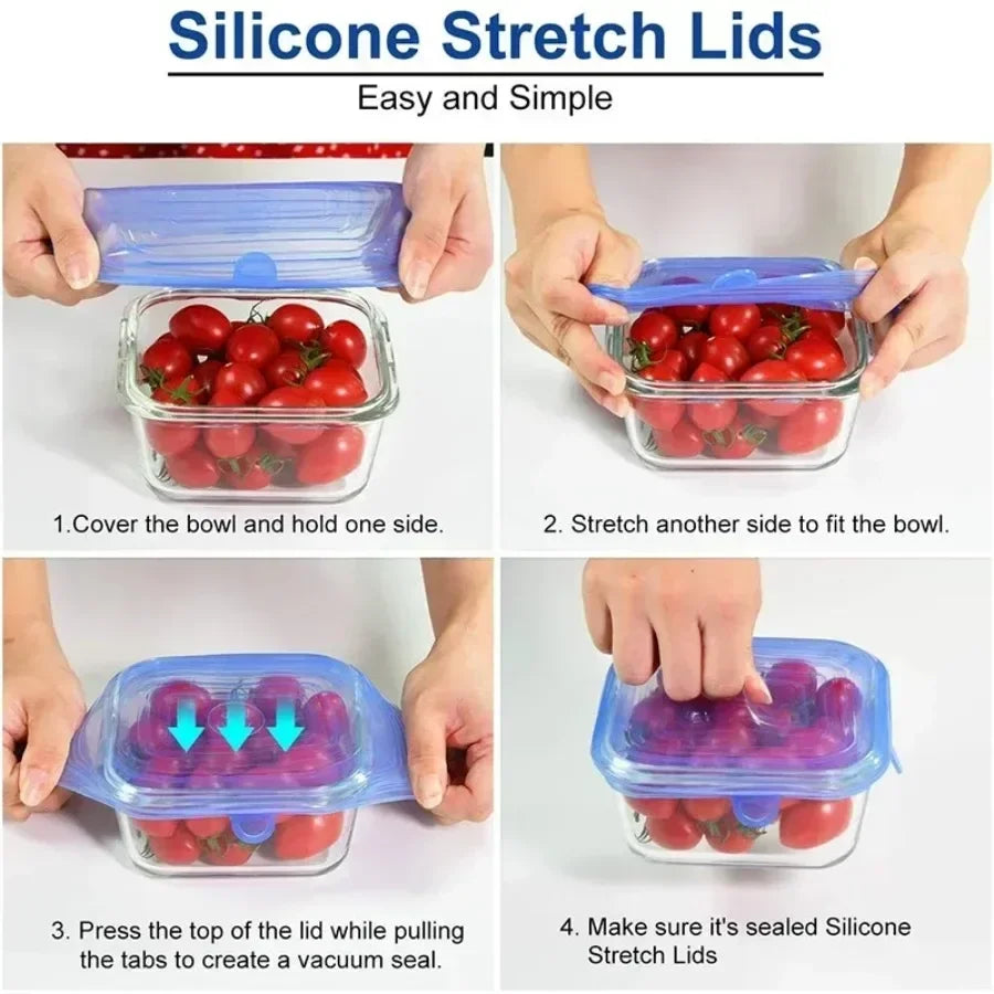 6-Pc  Square Reusable Stretch Lids