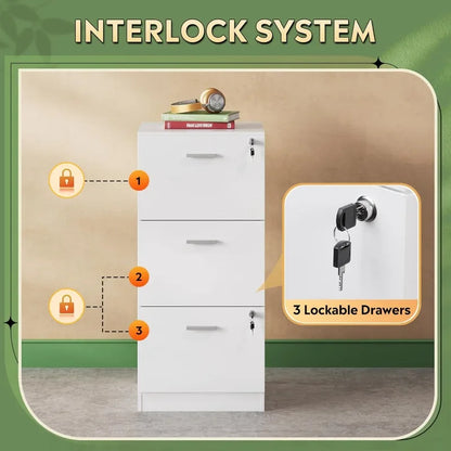 3 Drawer Vertical Lockable Filing Cabinet