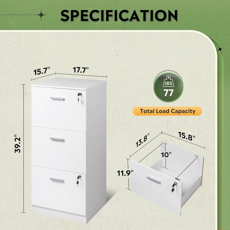 3 Drawer Vertical Lockable Filing Cabinet