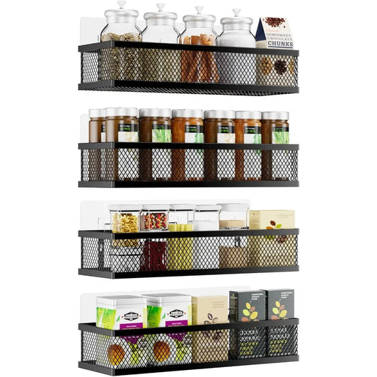 4 Pack Pantry Door Organizer/Hanging Storage Baskets w/Wall Mount