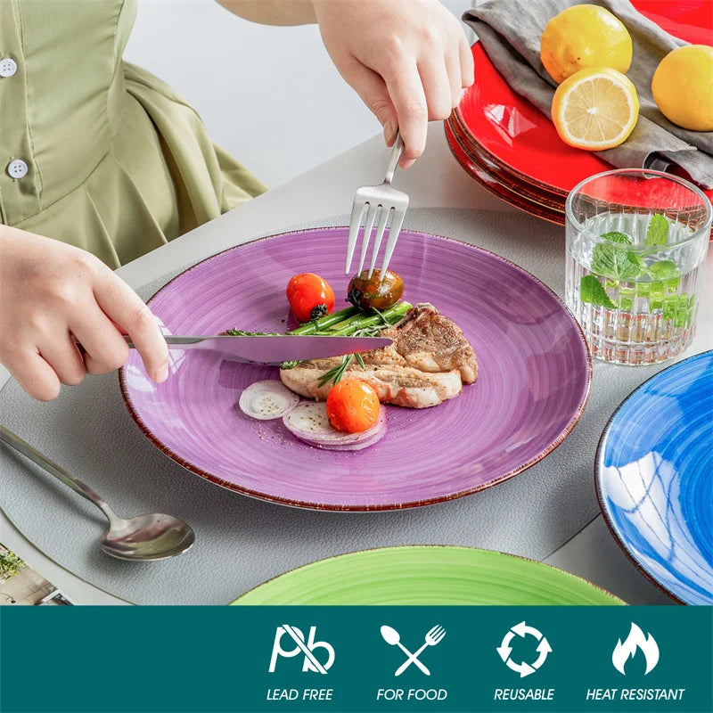18Pc Colorful Ceramic Dinnerware Set