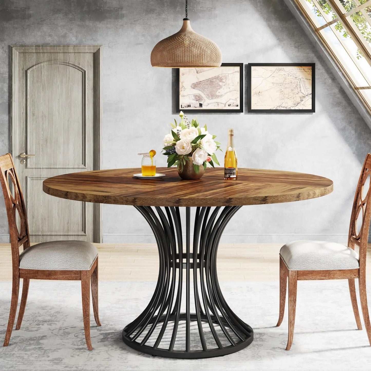 47-Inch Farmhouse Round Dining Table