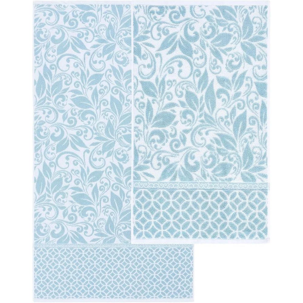6-Pc Reversible Yarn Dyed Jacquard Trefoil Filigree Bath Set