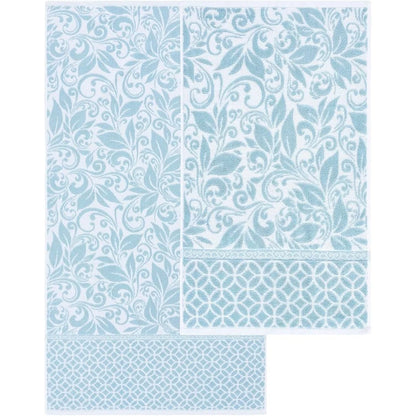 6-Pc Reversible Yarn Dyed Jacquard Trefoil Filigree Bath Set