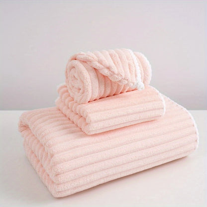 3-pc Coral Velvet Bath Towel Set
