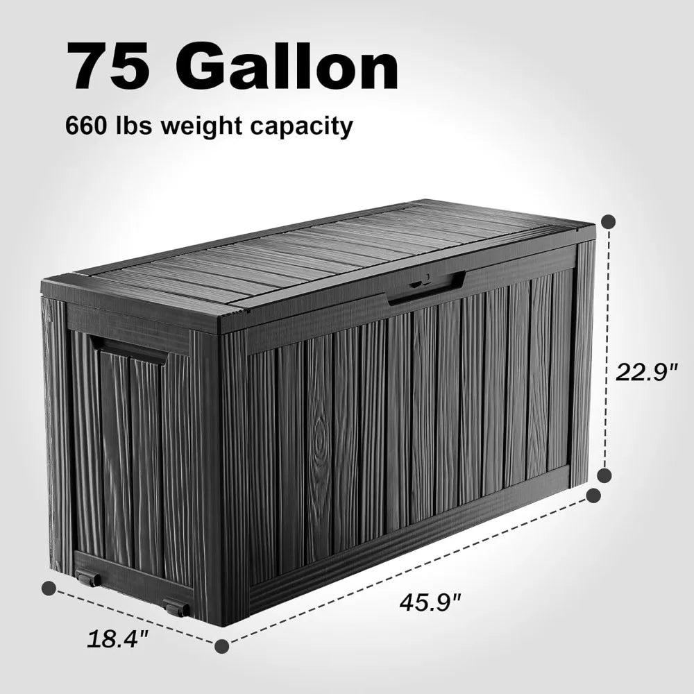 75 Gallon Mobile Waterproof Resin Deck Box