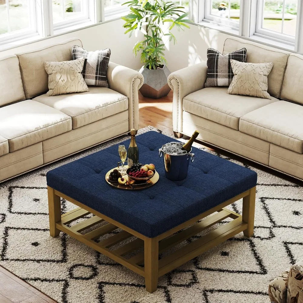 Linen Textured Square Ottoman/Coffee Table