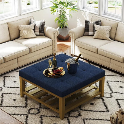 Linen Textured Square Ottoman/Coffee Table