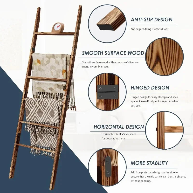 6-Tier Wooden Blanket/Quilt Rack